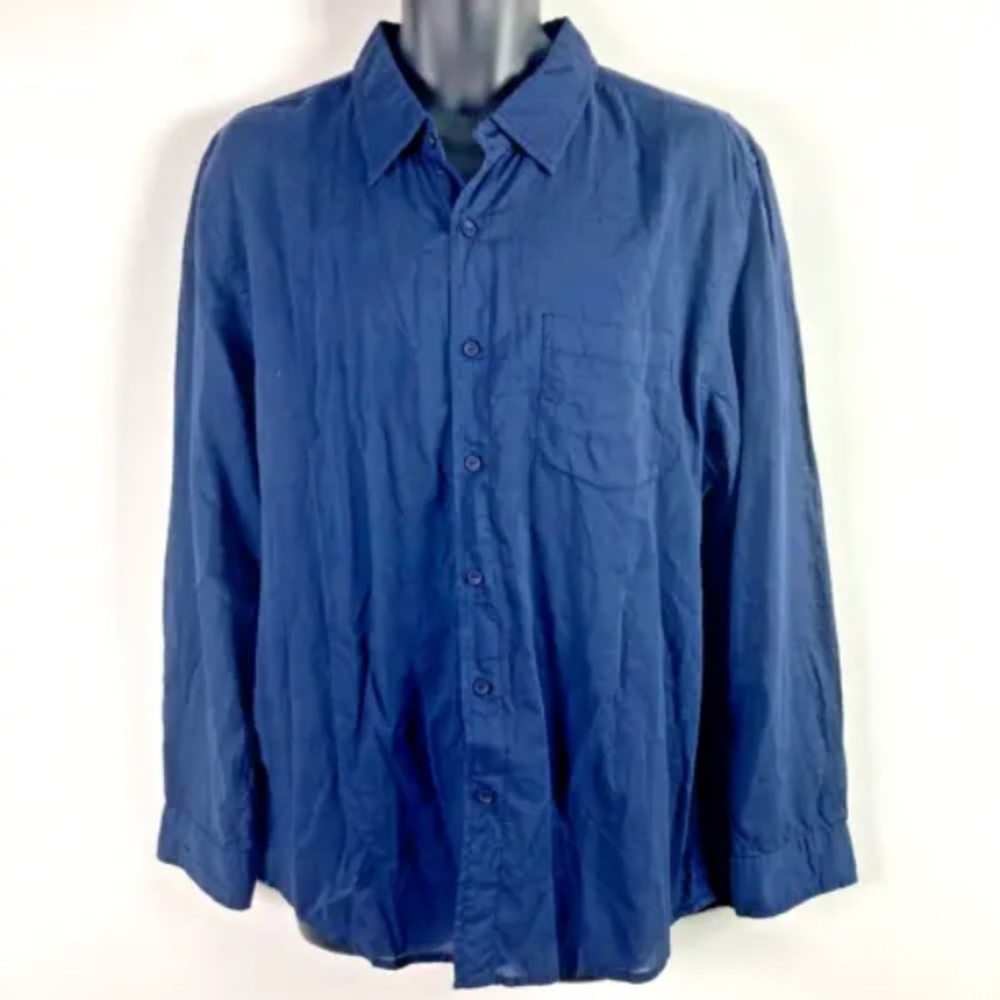 The Normal Brand shirt Mens XL Glen Button Up lightweight navy blue new
